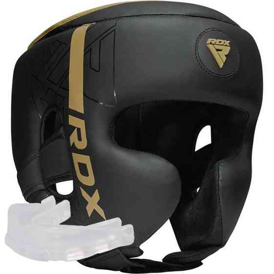 Боксерський шолом RDX F6 KARA Matte Golden S (капа в комплекті) Каменское
