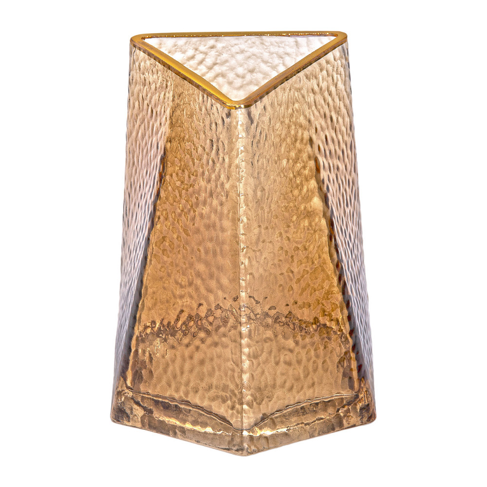 Декоративна трикутна скляна ваза із золотим обідком, 13 x 11,5 x 15,5 см HP-1710-1 Коломия - фото 1