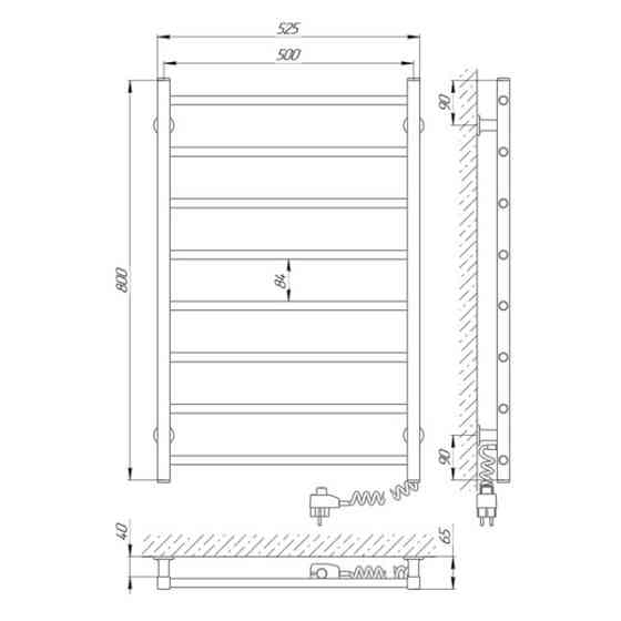 Електрична рушникосушка Laris Зебра Альфа ЧК8 500Х800 Е білий, праве підключення Київ