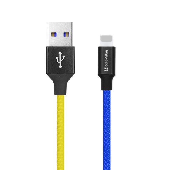 Кабель USB Lightning ColorWay CW-CBUL052-BLY 2,4A 1м синій/жовтий Житомир