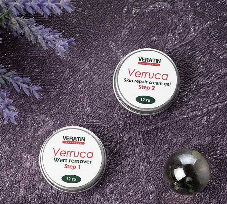 Набор: Крем от и после удаления бородавок и папиллом Verruca (Веррука) 2 банки по 12г. Flosvita, Veratin Skin Care Харьков - изображение 1