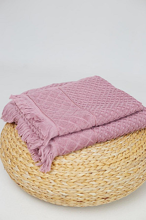 Акция! Махровое полотенце Ideal Textile в клетку 70х140см пудра Черновцы - изображение 1