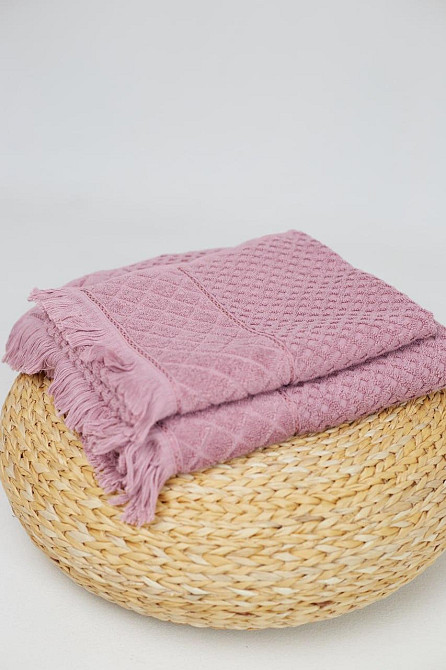 Акція! Махровий рушник Ideal Textile в клітинку 70х140 см пудра Чернівці - фото 1