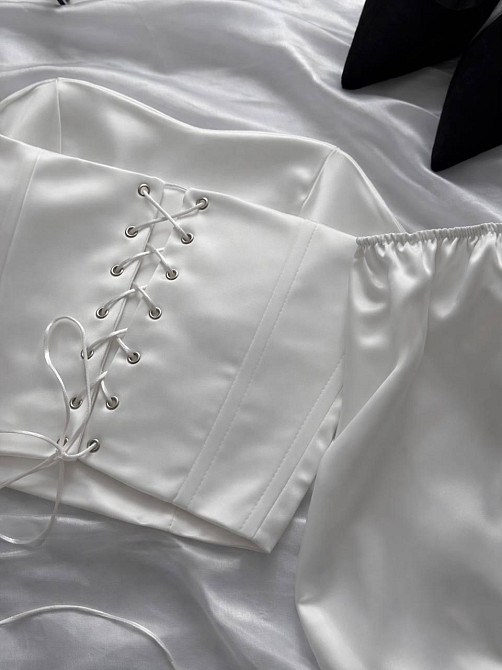 Жіночий романтичний привабливий укорочений корсет атлас Scarlet Одеса - фото 2