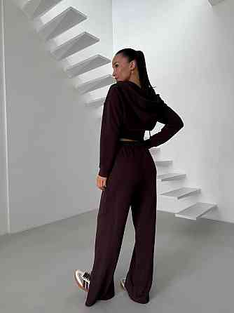 Женский повседневный костюм двойка турецкая петля Шоколадный, 46/48 Одесса