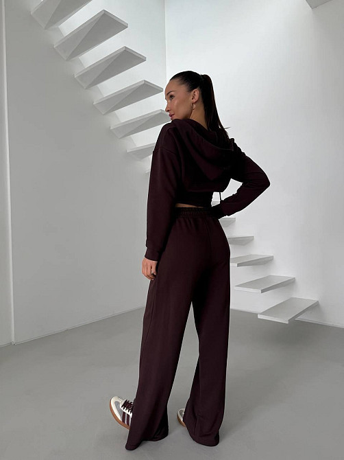 Женский повседневный костюм двойка турецкая петля Шоколадный, 46/48 Одесса - изображение 4