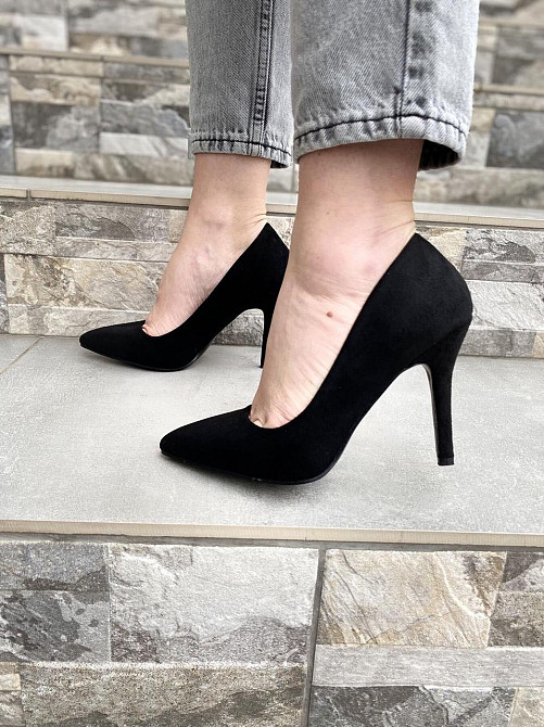 Туфлі жіночі S.S чорні еко-замша каблук 9 см розміри 36-41 (2754) Коломыя - изображение 7
