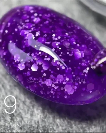 Гель-лак SAGA Marmelade №9 летняя коллекция оттенков мармелада (фиолетовый с хлопьями), 9 мл Киев