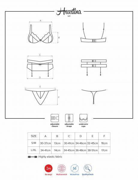 Комплект Obsessive Heartina 3 pcs set L/XL красный Sex Aura Киев - изображение 2
