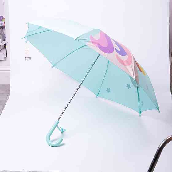 Классический детский зонт-трость механический из полиэстера прочный надежный 8 спиц диаметр 89 см Мятный HP-23-12M Киев