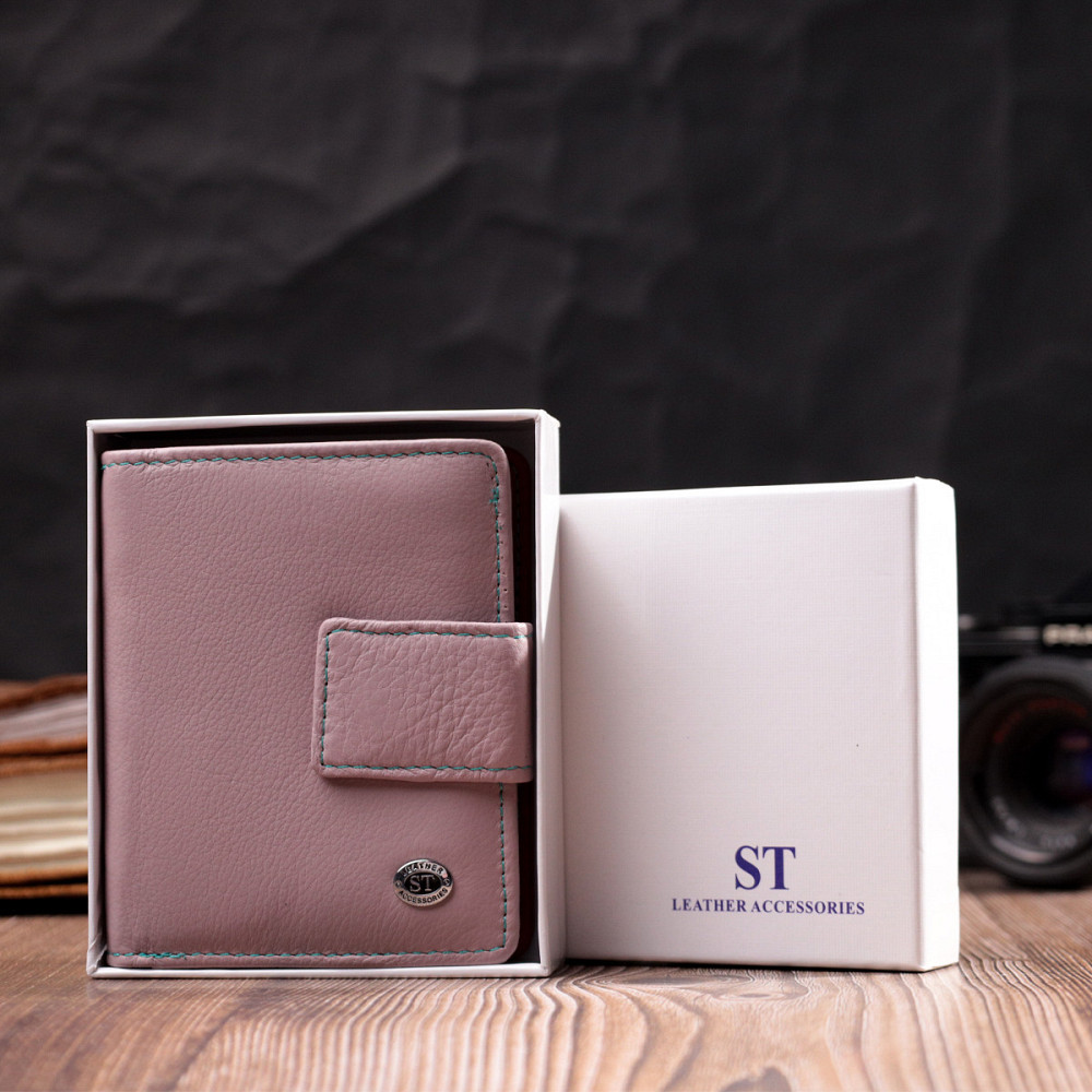 Кошелек из натуральной кожи для женщин вертикального формата Бежевый (ST Leather) Киев - изображение 4