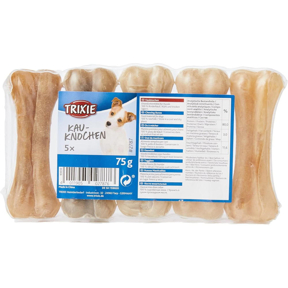 Лакомство Trixie для собак Косточка жевательная прессованная в индивидуальной упаковке натуральная кожа 8 см Винница - изображение 1