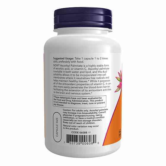Аскорбил пальмитат Now Foods Ascorbyl Palmitate 500 mg 100 vcaps Киев