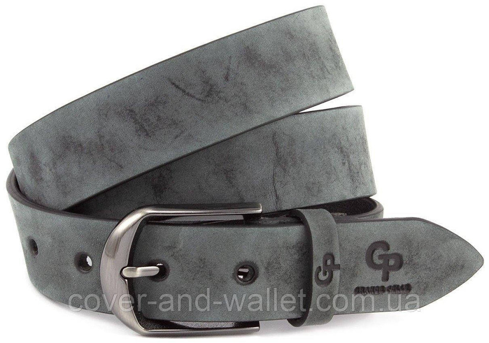 Серый мужской ремень из итальянской винтажной кожи 35мм Grande Pelle Labbro Киев - изображение 2