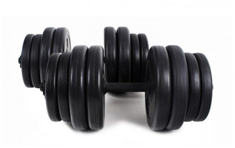 Штанга W-подібна 25 кг + 2 гантелі по 16 кг з покриттям Гантелі, гирі, штанги та диски ударостійкий пластик Київ - фото 6