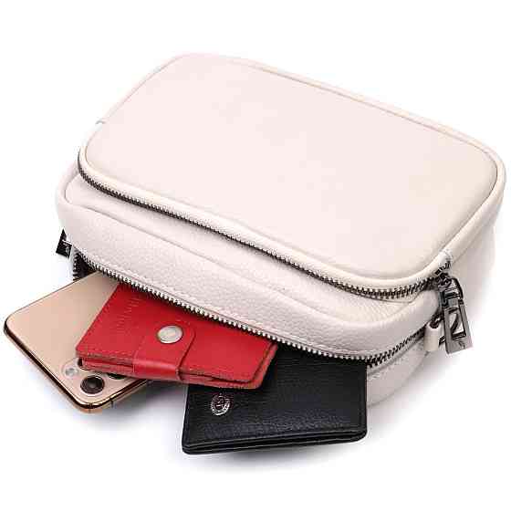 Стильна сумка жіноча крос-боді з натуральної шкіри Vintage 22295 Біла Київ