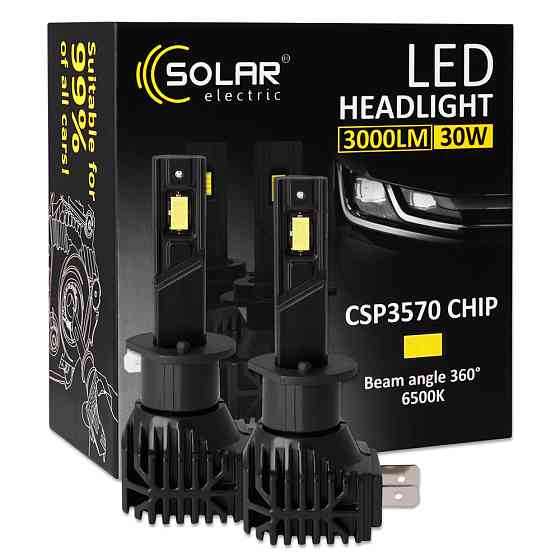 Автолампа Solar LED H1 12V 30W 3000Lm 6500K CSP3570 2шт Львів