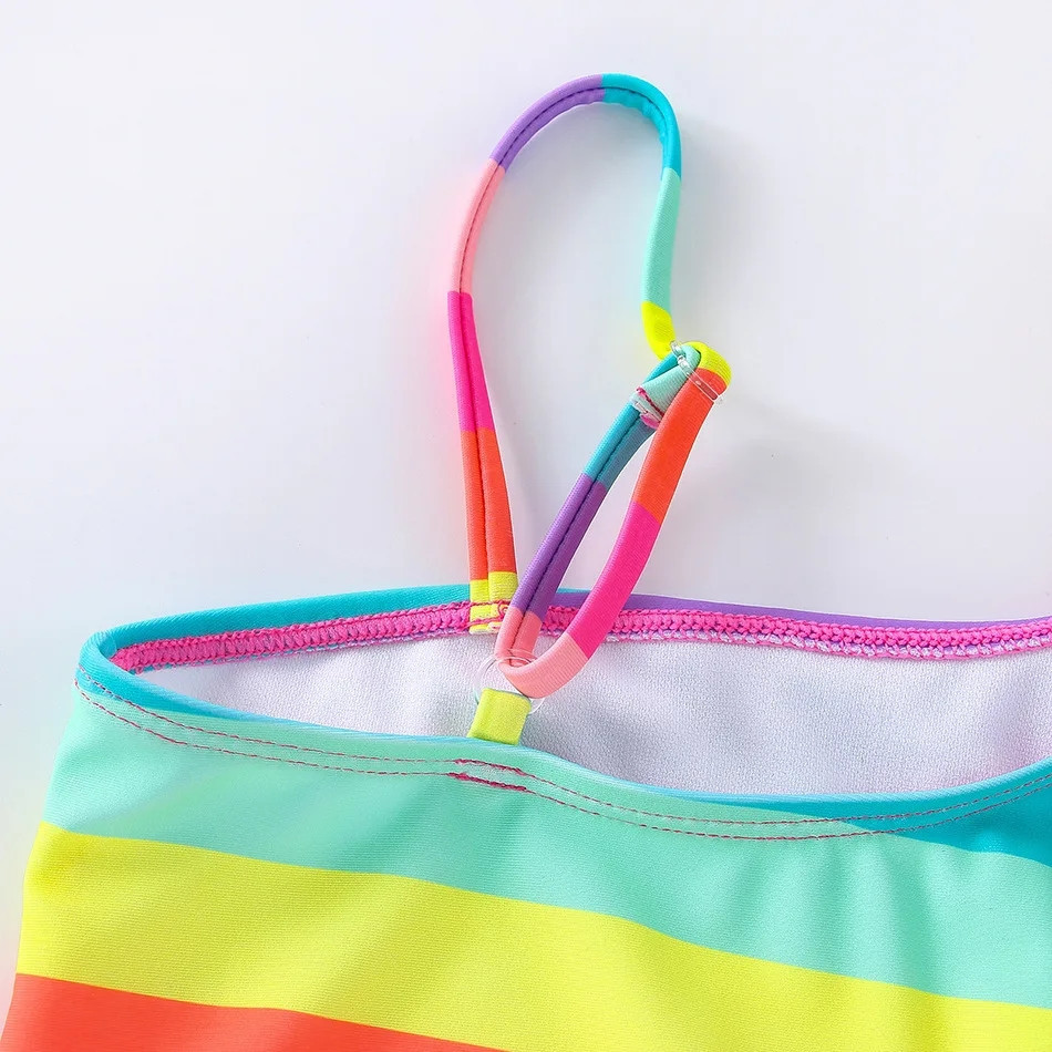 Суцільний дитячий купальник у смужку різнобарвний Київ - фото 3