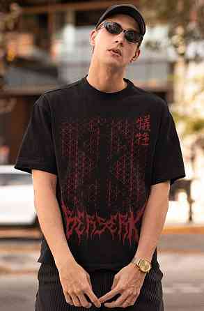 Футболка для хлопчика з аніме принтом Берсерк Манга Стріп Гутс оверсайз (зріст від 165 до 180) Чорний AnimeJ0873m Дніпро