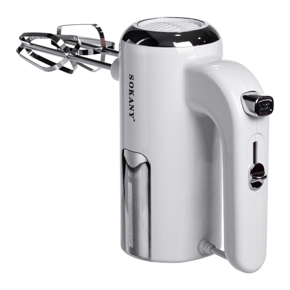 Миксер ручной 2 насадки венчики и крюки для теста белый Sokany SK-02025 Киев - изображение 8