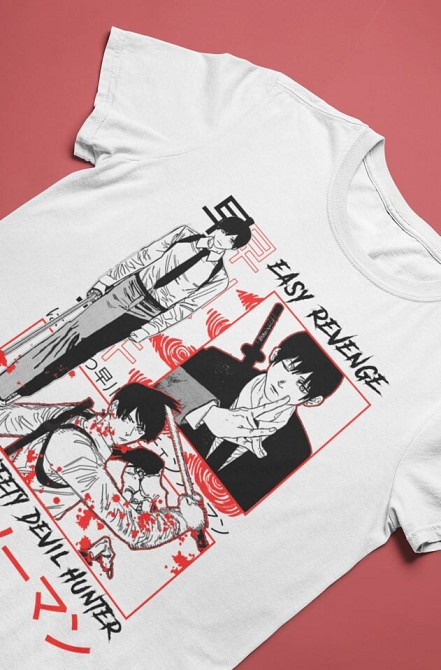 Футболка з аніме принтом Людина-бензопила оверсайз (S/M/L) Чорний AnimeJ0959 Дніпро - фото 2