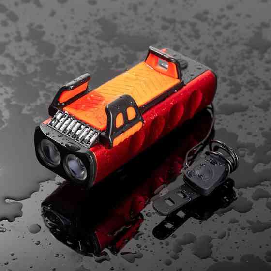 Велофара с сигналом и держателем телефона USB/PowerBank/4000mAh 400lm 2диода 2режима+flash Бровары