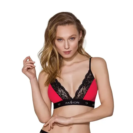 Еластичний топ з мереживом Passion PS001 TOP XL, red-black Львів