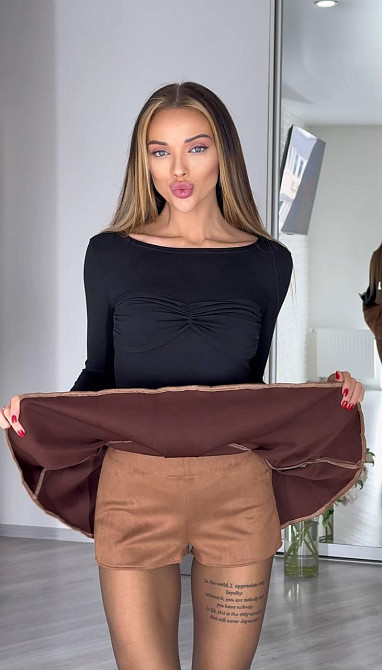 Женская стильная мини юбка-шорты замш на дайвинге Кемел, 40/42 Одесса - изображение 5