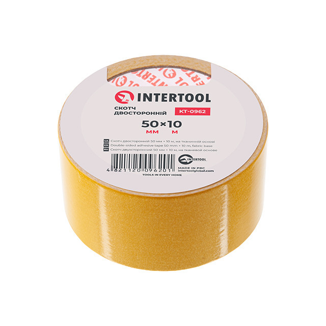 Скотч двосторонній, 10 м, 50 мм, на тканинній основі INTERTOOL KT-0962 Київ - фото 2