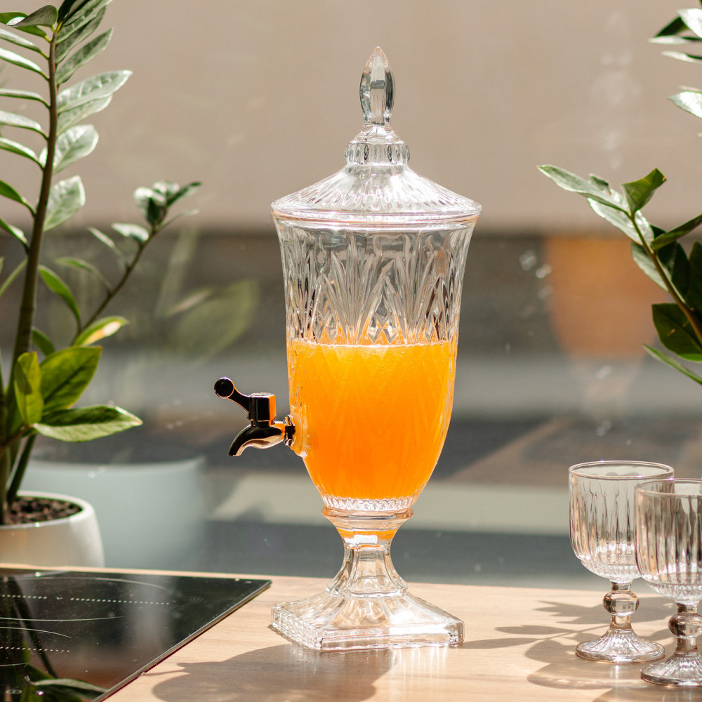 Лимонадниця з краном на ніжці скляна для напоїв 2 л 46 см HP-19-15 Київ - фото 1