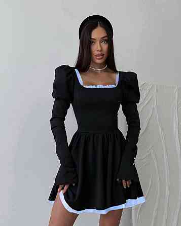 Жіноча елегантна міні сукня з довгим рукавом крепдайвінг + котон Одеса