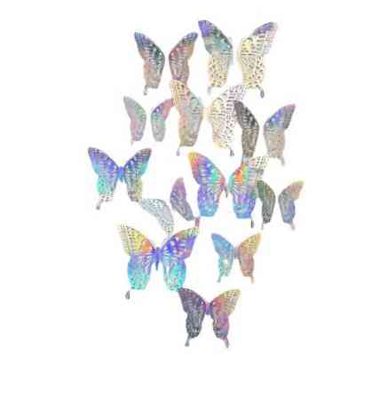 Декоративні метелики сріблясті перламутрові - 12шт. в наборі, фольга Київ
