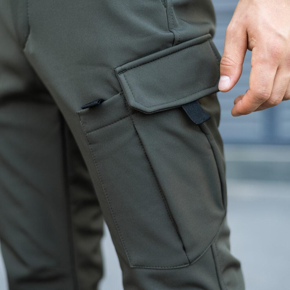 Чоловічі Штани Карго Pobedov Static тактичні штани Softshell з кишенями мікрофліс хакі Одеса - фото 7