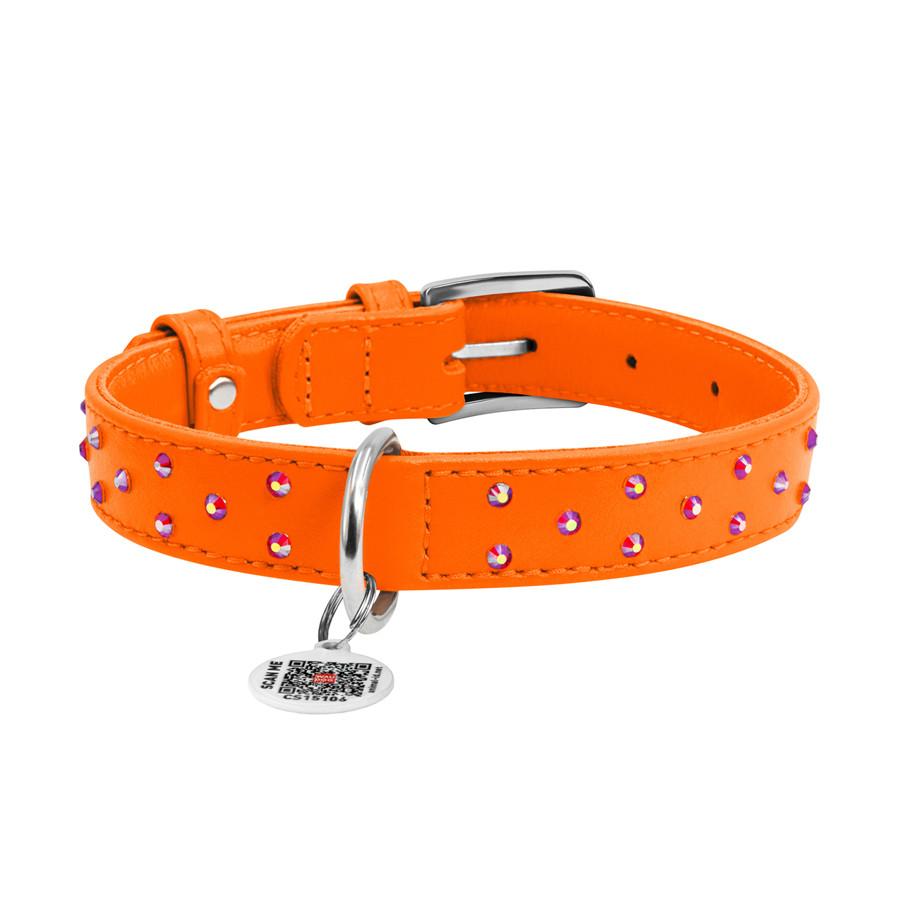 Нашийник для собак шкіряний WAUDOG Glamour з QR паспортом, з клейовими стразами, Ш 25 мм, Дов 3 Коломыя - изображение 2