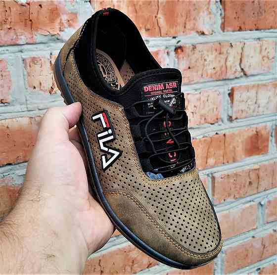 Чоловічі мокасини Кросівки FILA Коричневі з Перфорацією Туфлі (розміри: 40,41,42,43,44,45) Відео Огляд — 17-3 Дніпро