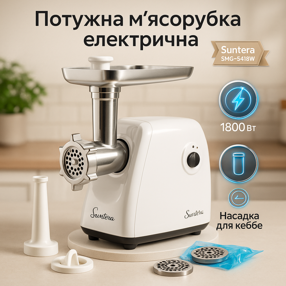 М'ясорубка для м'ясного магазину Suntera SMG-5418W Потужна електрична 'ясорубка з реверсом DB-85 Львів - фото 16