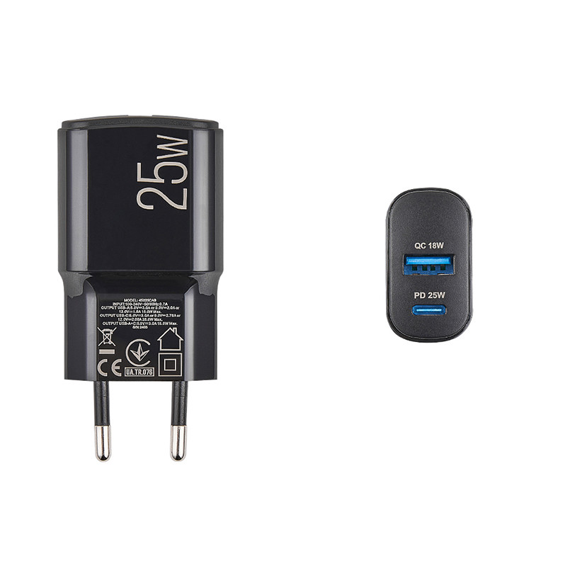 Мережевий зарядний пристрій Brevia ePower PD25W USB-C+USB-A чорний Львів - фото 4