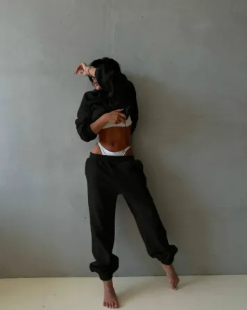 Жіночий теплий костюм-двійка: кофта та штани двосторонній фліс «Полар» Чорний, 50/52 Одеса