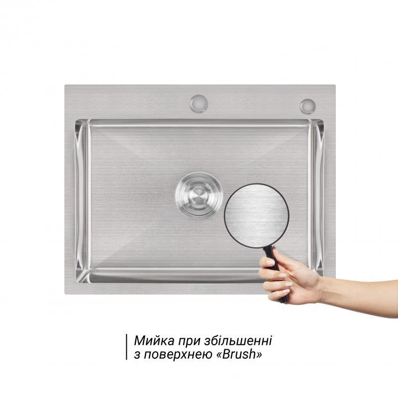 Кухонная мойка с нержавеющей стали Lidz H58*45 3.0/1.0 мм Brush с дозатором для моющего средства Киев - изображение 3