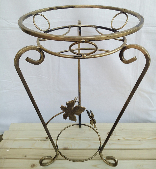 Подставка кованая средняя для цветов на 1 вазон, стойка под цветы, вазон Киев - изображение 1