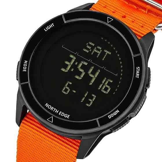 Часы мужские водостойкие тактические North Edge Alps Special Orange с компасом (2 ремешка) Киев
