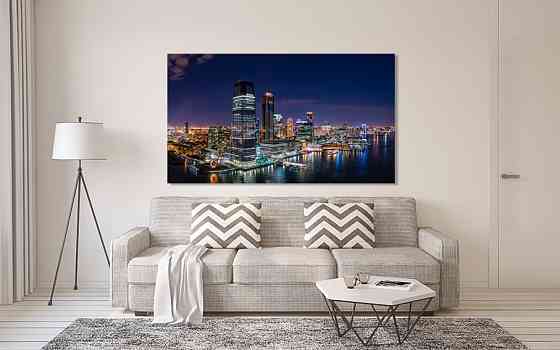 Картина холст в гостиную / спальню   Нічне місто  MLP_326 Киев