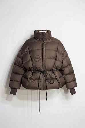 Куртка женская Fashion 3097 пуффер оверсайз со шнурком на талии коричневая, коричневый, M Киев