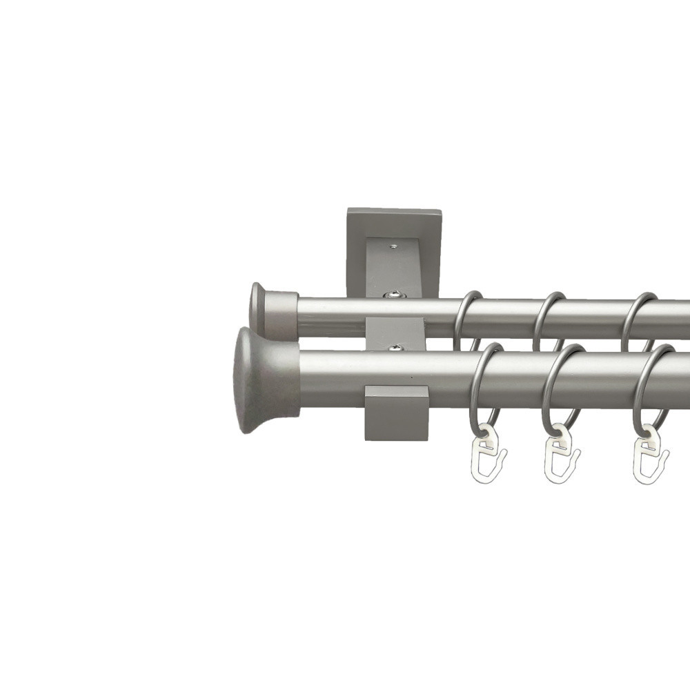 Карниз Orvit Дуо металевий дворядний техно гладка труба кільце металеве Сатин 25\19 мм 200 см (00-00026366) Львов - изображение 1
