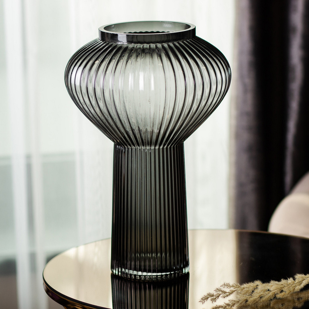 Скляна ваза 30 см сіра HP-1718 Київ - фото 3