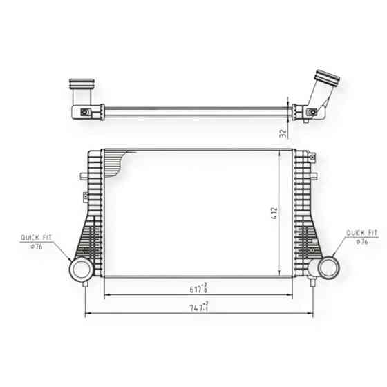 Радіатор інтеркулера автомобіль Фольцваген Caddy III 1.9I (04-10) Мукачево