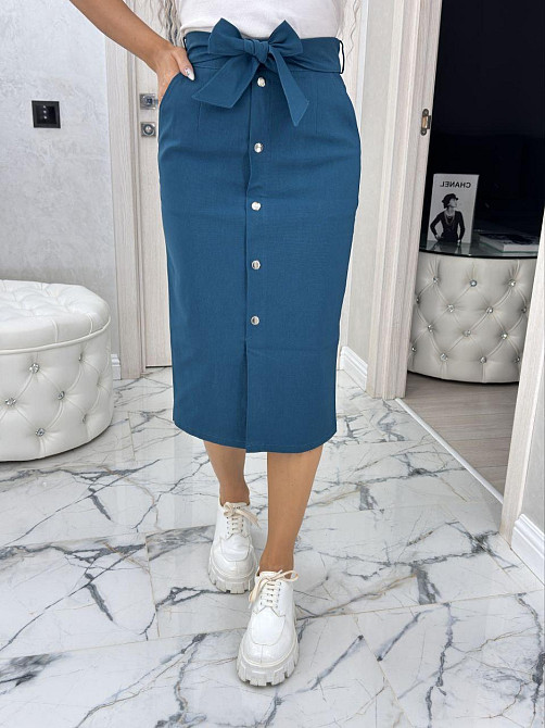 Женский джинсовий стильный прогулочный костюм с юбкой миди.42-56р Киев - изображение 2