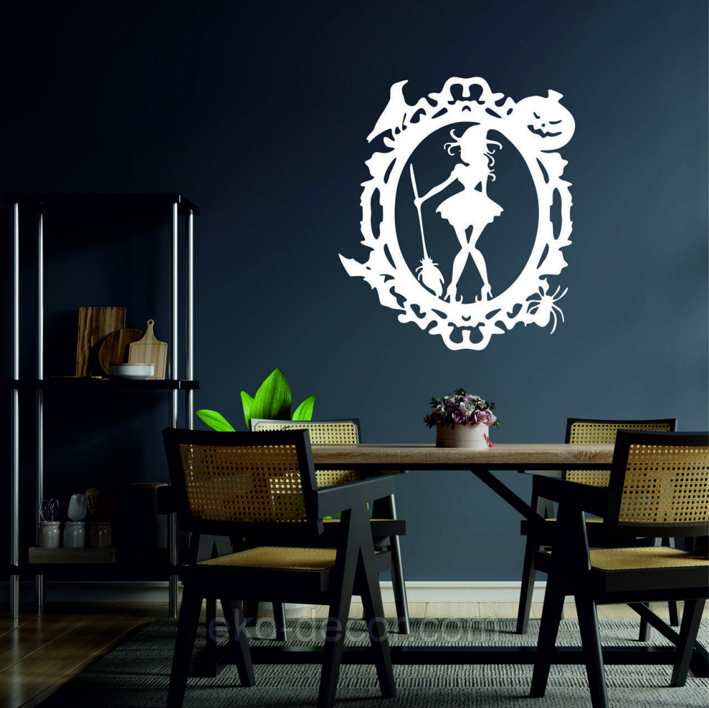 Декоративне настінне Панно «Ведьма з віником», Декор на стіну 50*43 см, Білий Київ - фото 6