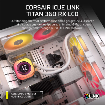 Система жидкостного охлаждения Corsair iCUE LINK TITAN 360 RX LCD White AIO (CW-9061026-WW) Винница - изображение 11