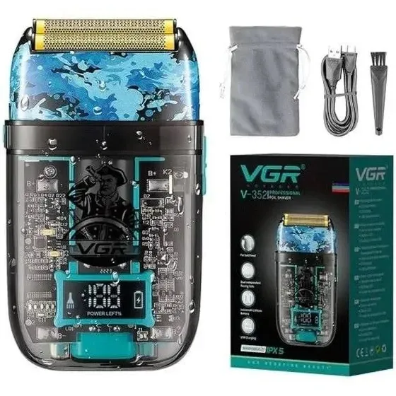 Аккумуляторная электробритва VGR V-352 для мужчин, сетчатая система, IPX5, LED-дисплей, 120 мин автономии Одесса - изображение 2